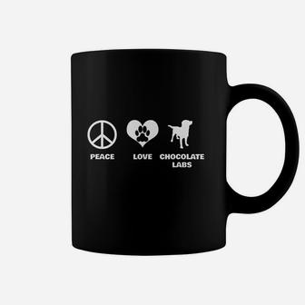 Peace Love Chocolate Labs Funny Labrador Coffee Mug | Crazezy