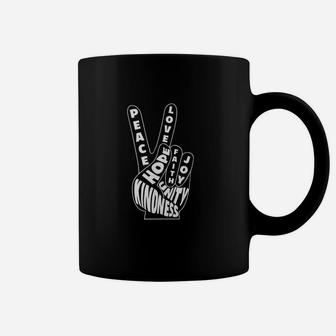 Peace Love Hand Sign Kindness Unity 60S Retro Coffee Mug | Crazezy UK