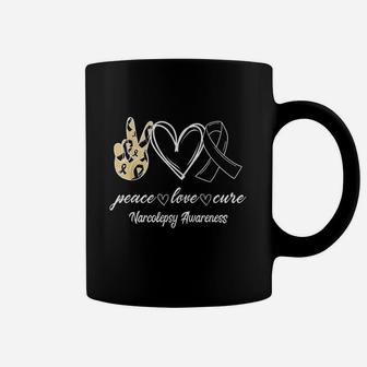 Peace Love Hope Black Ribbon Narcolepsy Awareness Coffee Mug | Crazezy