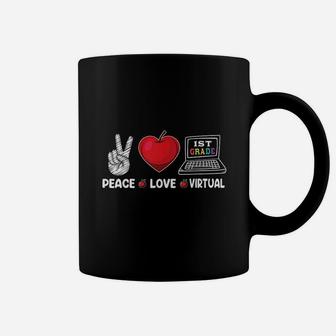 Peace Love Virtual 1St Grade Teacher Home Distance Learning Coffee Mug | Crazezy