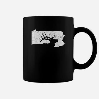 Pennsylvania Elk Hunting Bull Elk Pa State Shape Coffee Mug - Thegiftio UK