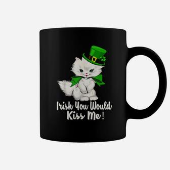 Perfect Irish You Would Kiss Me Cat St Patty's Coffee Mug - Monsterry