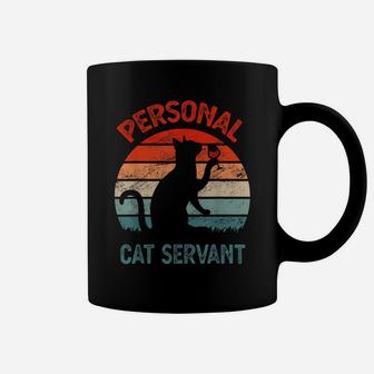 Personal Cat Servant Vintage Retro Funny Cat Lover Gift Coffee Mug | Crazezy