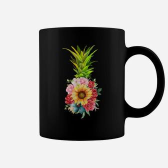 Pineapple Hawaii Flower Sunflower Fruit Tropical Summer Mens Coffee Mug | Crazezy