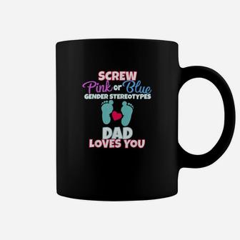 Pink Or Blue Gender Reveal Team Dad Loves You Party Coffee Mug - Monsterry AU