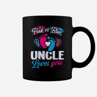 Pink Or Blue Uncle Loves You Baby Gender Reveal Party Gift Coffee Mug | Crazezy AU