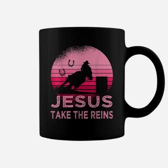 Pink Retro Horse Barrel Racing Jesus Take The Reins Rodeo Coffee Mug | Crazezy DE