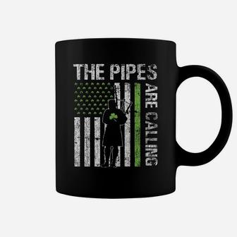 Pipes Are Calling Patricks Day Irish Bagpipe America Flag Coffee Mug | Crazezy