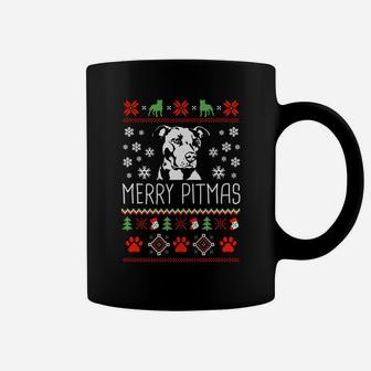 Pitbull Christmas Lovers Merry Pitmas Ugly Christmas Coffee Mug | Crazezy CA