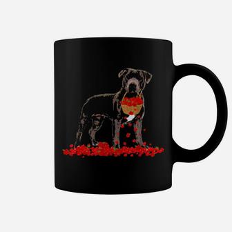 Pitbull Valentine's Day Dog Dad Dog Mom Flowers Coffee Mug - Monsterry