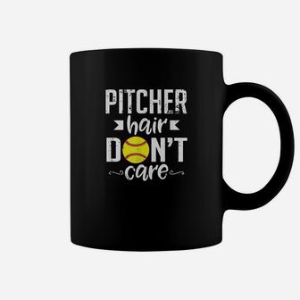 Pitcher Hair Dont Care Cute Softball Team Sports Coffee Mug - Thegiftio UK
