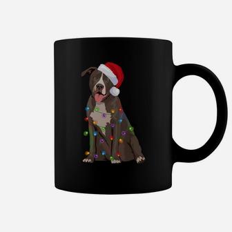 Pittie Pitbull Christmas Lights Xmas Dog Lover Coffee Mug | Crazezy