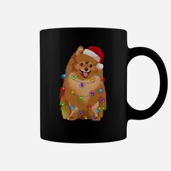 Pomeranian Christmas Lights Xmas Pom Dog Lover Sweatshirt Coffee Mug | Crazezy UK