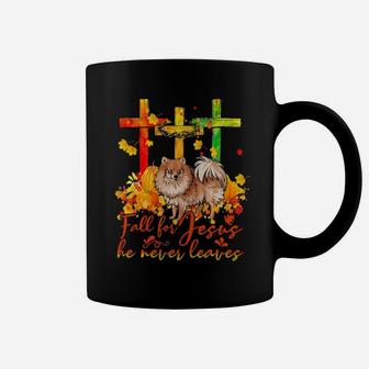 Pomeranian Fall For Jesus He Never Leaves Coffee Mug - Monsterry DE