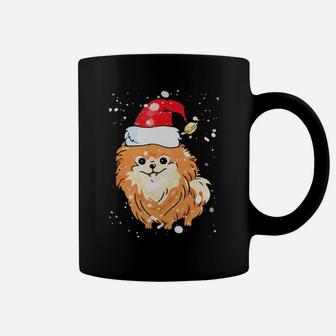 Pomeranian Licking Snow On Nose Santa Xmas Hat Coffee Mug - Monsterry DE
