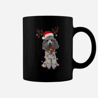 Poodle Christmas Tee Reindeer Christmas Lights Pajama Gift Coffee Mug | Crazezy