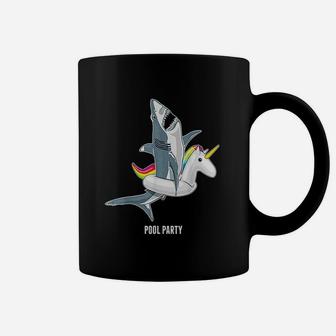 Pool Party Unicorn Float Funny Shark Lover Coffee Mug | Crazezy AU
