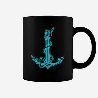 Preppy Nautical Boat Anchor With Chain Vintage Distressed Coffee Mug - Monsterry UK