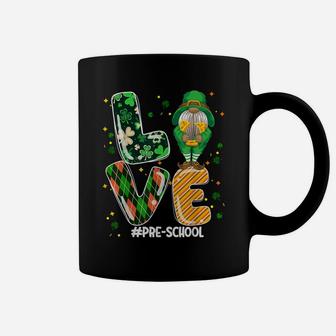 Preschool Love Gnome Shamrock Irish Teacher St Patrick Day Coffee Mug | Crazezy DE