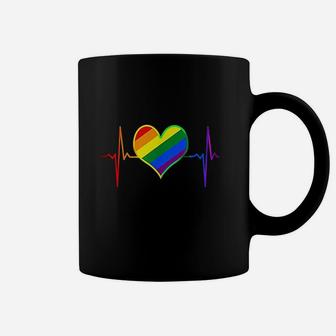 Pride Heart Beat Pulse Lgbtq Community Pride Month Rainbow Coffee Mug | Crazezy