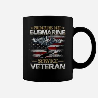 Pride Runs Deep Submarine Service Veteran Flag Patriotic Men Coffee Mug | Crazezy DE