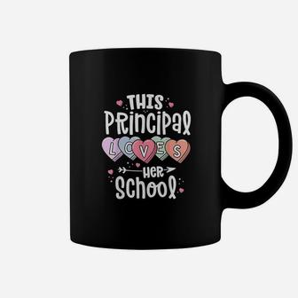Principal Valentines Day Gift Hearts Loves Her School Coffee Mug | Crazezy