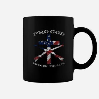 Pro God Life Cross American Flag Patriotic Support Gift Coffee Mug | Crazezy