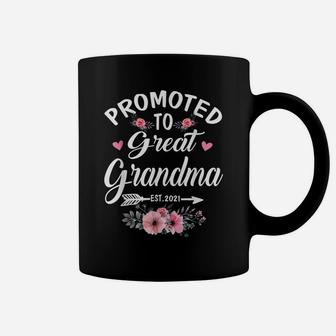 Promoted To Great Grandma Est2021 Tees New Grandma Floral Coffee Mug | Crazezy AU