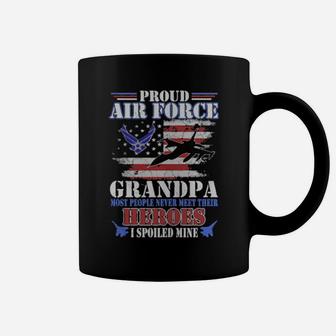 Proud Air Force Grandpa Most People Never Meet Their Heroes American Flag Veteran Patriotic Coffee Mug - Monsterry