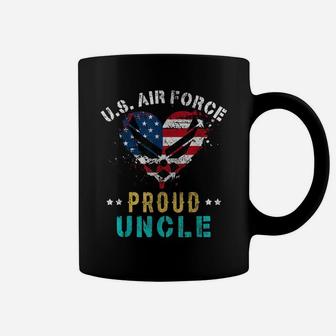Proud Air Force Uncle American Flag Heart Veteran Coffee Mug | Crazezy