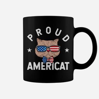 Proud Americat Patriotic 4Th Of July Cat Coffee Mug - Monsterry