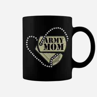Proud Army Mom Dog Tags Heart Coffee Mug | Crazezy UK