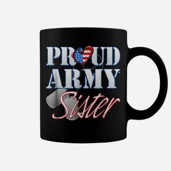Proud Army Sister American Flag Dog Tag Shirt Women Coffee Mug | Crazezy DE