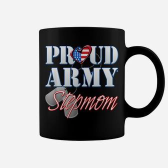 Proud Army Stepmom American Flag Dog Tag Shirt Mothers Day Coffee Mug | Crazezy CA