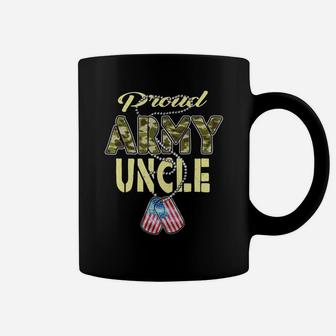 Proud Army Uncle Camo Us Flag Dog Tags Pride Military Family Coffee Mug | Crazezy