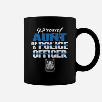 Proud Aunt Of A Police Officer - Thin Blue Line Auntie Gift Coffee Mug | Crazezy UK