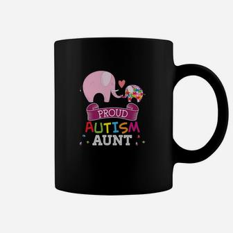 Proud Autism Aunt Autistic Day Awareness Rainbow Puzzle Coffee Mug - Monsterry UK