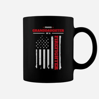 Proud Granddaughter Of A Firefighter Distressed Flag Coffee Mug | Crazezy