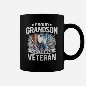 Proud Grandson Of Korean War Veteran Dog Tag Military Family Coffee Mug | Crazezy DE