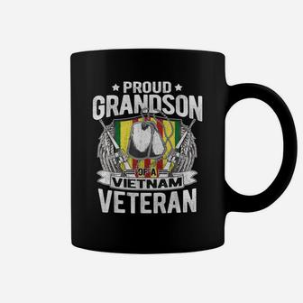 Proud Grandson Of Vietnam Veteran Dog Tags Military Family Coffee Mug | Crazezy