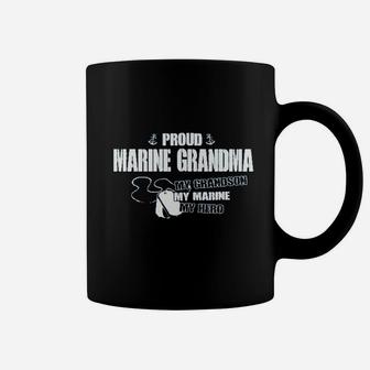 Proud Marine Grandma My Grandson Hero Missy Fit Ladies Coffee Mug | Crazezy