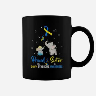 Proud Sister Down Syndrome Awareness Blue Yellow Ribbon Coffee Mug | Crazezy CA