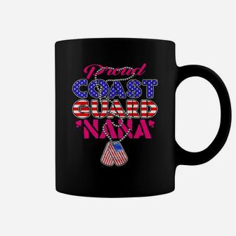 Proud Us Coast Guard Nana Us Flag Dog Tags Military Grandma Coffee Mug | Crazezy CA