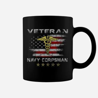 Proud Veteran Navy Corpsman T-Shirt Gifts For Men Coffee Mug | Crazezy