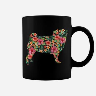 Pug Flower Funny Dog Silhouette Floral Gifts Women Men Coffee Mug | Crazezy