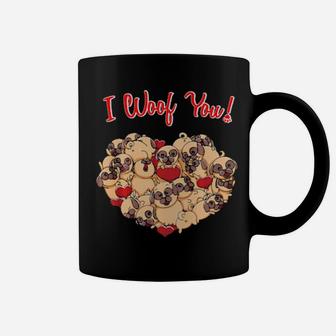 Pug I Woof You Pugs Dog Lovers Valentines Day Coffee Mug - Monsterry