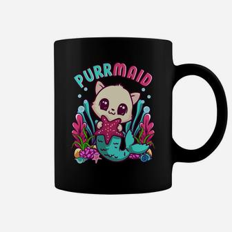 Purrmaid Cute Mermaid And Cat Gift For Girls Coffee Mug | Crazezy CA