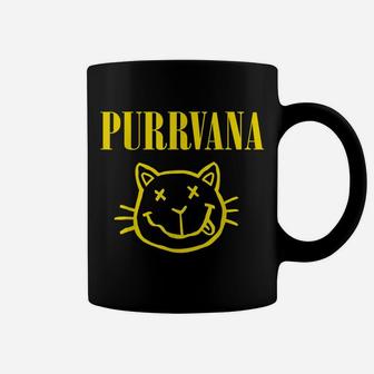 Purrvana Funny Rock Music Band Gift Shirt For Cat Lovers Coffee Mug | Crazezy DE