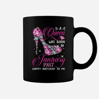 Queens Are Born In January 1987 T Shirt 33Rd Birthday Gift Coffee Mug | Crazezy