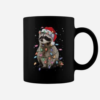 Raccoon Christmas Tree Lights Pajama Racoon Lover Xmas Gift Sweatshirt Coffee Mug | Crazezy